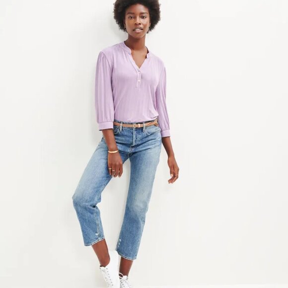 Amour Vert Vie Ribbed Henley - Lavender | L - Picture 4 of 11